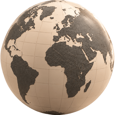 Globe avec des badges de devises : USD, EUR, UAH, RUB, GBP, USDT, THB